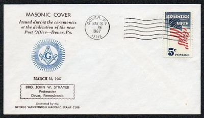 United States 1967 Brother John Strayer, PM - Masonic Dedication Dover PA K.274 foto