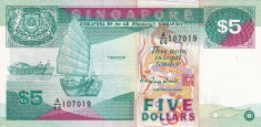 Singapore 5 Dollars 1989 UNC foto
