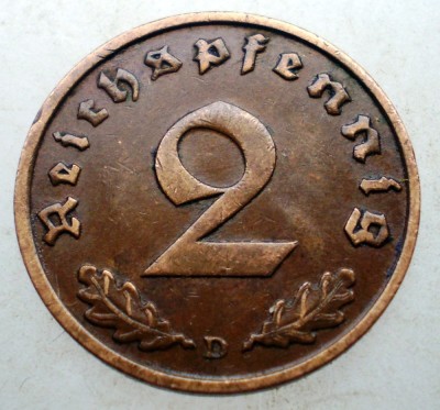2.800 GERMANIA 2 REICHSPFENNIG 1936 D RARA foto