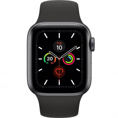 Smartwatch Apple Watch 5 GPS Aluminiu Negru 44mm Curea Sport Silicon Negru foto