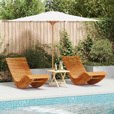 vidaXL Balansoare de soare 2 pcs Maro 154 x 60 x 74 cm 4103881 foto