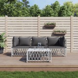 vidaXL Set mobilier de grădină, 4 piese, cu perne, alb, oțel 3186818