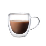 Cana pentru cafea, cu pereti dubli, 250 ml, sticla, transparenta, dimensiuni 5 x 9 x 7.5 cm, Oem