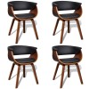Scaune de bucatarie, 4 buc, crem, lemn curbat &amp; piele ecologica