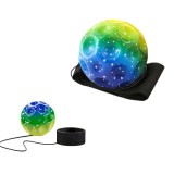 Cumpara ieftin Set 2 mingi saltarete hiperelastice Space Moon Ball cu bratara pentru incheietura, verde multicolor, antistres, 66 mm, pentru coordonare si reflexe