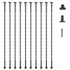 Set 10 stalpi balustrada, Vivatechnix 13 x 13 x 1122mm, Negru mat, accesorii prindere