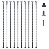 Set 10 stalpi balustrada, Vivatechnix 13 x 13 x 1122mm, Negru mat, accesorii prindere