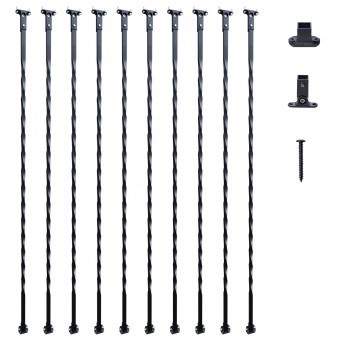 Set 10 stalpi balustrada, Vivatechnix 13 x 13 x 1122mm, Negru mat, accesorii prindere
