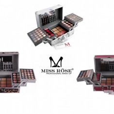 Trusa make up multifunctionala cu geanta Miss Rose - paleta machiaj