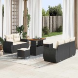 Cumpara ieftin Set de canapele pentru grădină cu pernă 8 pcs negru și crem