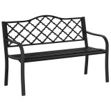 Outsunny Bancă de Grădină cu 2 Locuri, din Oțel și Fontă, Design Clasic, 128x58.5x89 cm, Negru | Aosom Romania