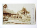 Rară! Bucovina fotografie originală WWI Frătăuții Vechi(Alt Fratautz)/Suceava:Unitatea militară austriacă de alimentare,poșta militară 23 iulie 1917