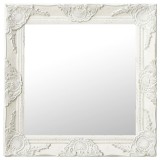 vidaXL Oglindă de perete &icirc;n stil baroc, alb, 50 x 50 cm