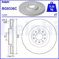 Set discuri frana fata DELPHI, Alfa Romeo Giulia (952 ), 10.2015-, Stelvio (949 ), 12.2016-, Fata; puntea fata