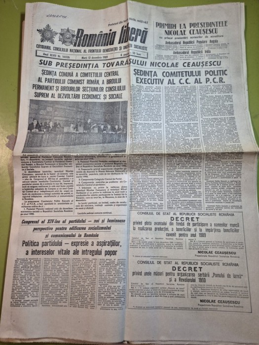 ziarul romania libera 12 decembrie 1989 - minerii din valea trotusului