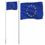 Cumpara ieftin Steag Europei si stalp din aluminiu, 6,23 m