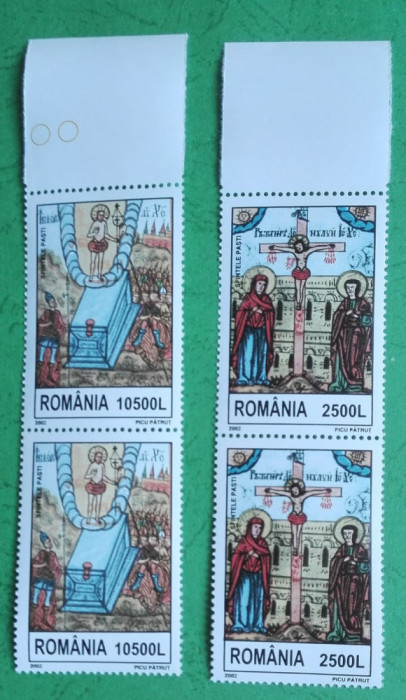 TIMBRE ROMANIA MNH LP 1583/2002 SFINTELE PASTI - Serie in pereche