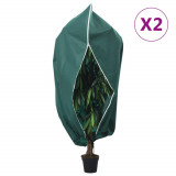 VidaXL Protecție de fleece plante cu fermoar 2 buc 70 g/m&sup2; 1,55x1,55 m