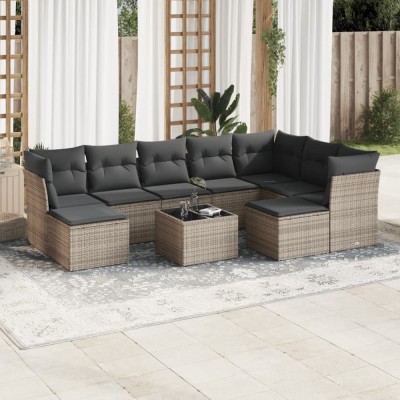 Gossi set mobilier de gradina cu perne, 10 piese, gri, poliratan foto