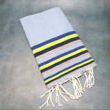Prosop Fouta Plajă &amp; Spa Blue Cu Dungi Lime 200 x 100 cm