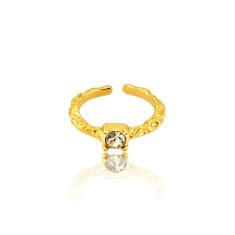 Inel placat cu aur reglabil cu zirconiu patrat