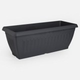 Jardinieră dreptunghiulară din plastic antracit cu relief vertical - 22L, CMCLASS