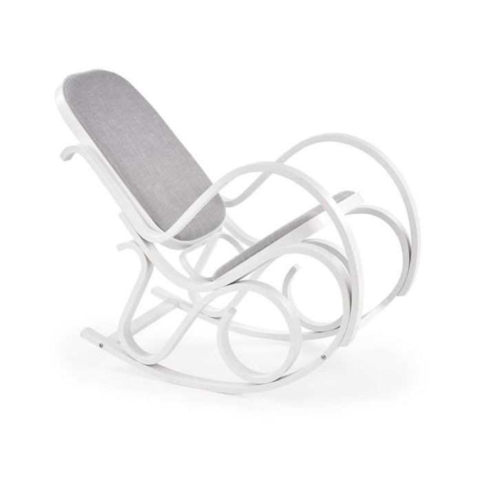 Scaun balansoar HM Max Bis Plus, textil, cadru lemn curbat, 90 kg, alb