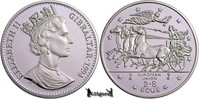 1994 PM, 2.8 ECUs - Elisabeta a II-a - Gibraltar| KM 489 | PROOF