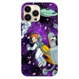 Husa compatibila cu Apple iPhone 15 Pro Max, Viceversa, model Futurama space scape , Silicon, TPU, Transparent, Carcasa