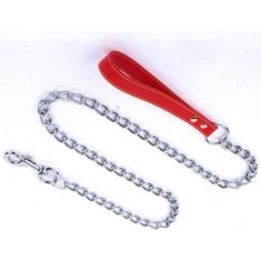 Lesa lant 1,6 mm/1,2 m &amp; maner piele rosu