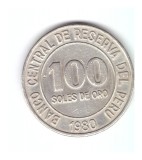 Moneda Peru 100 soles de oro 1980, stare buna, curata