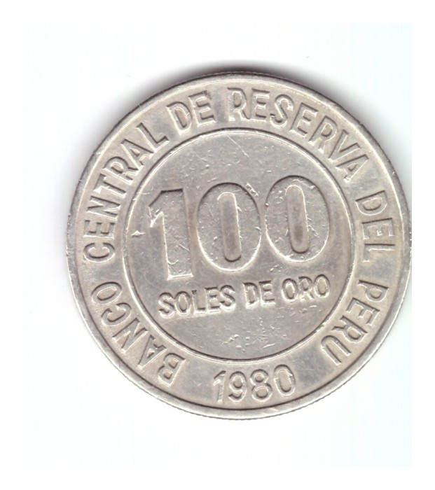 Moneda Peru 100 soles de oro 1980, stare buna, curata
