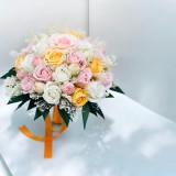 Buchet mare personalizabil cu trandafiri, miniroze si floarea miresei naturala uscata, Eventissimi&reg;