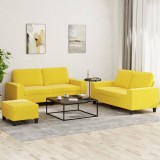 vidaXL Set de canapele, 3 piese, galben deschis, textil