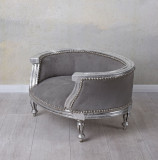 Canapea pentru caine din lemn masiv argintiu cu tapiterie gri CAT700E19, Canapele fixe