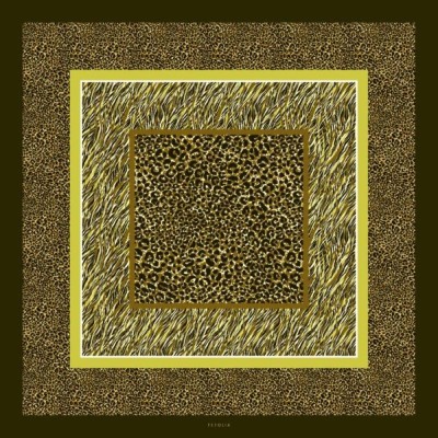 Batic Animal Print din mătase naturală - olive/lime foto