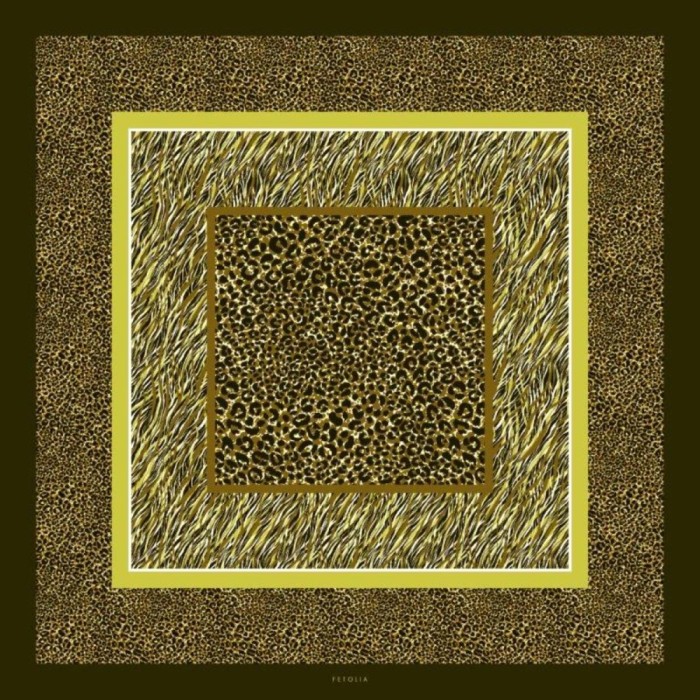 Batic Animal Print din mătase naturală - olive/lime