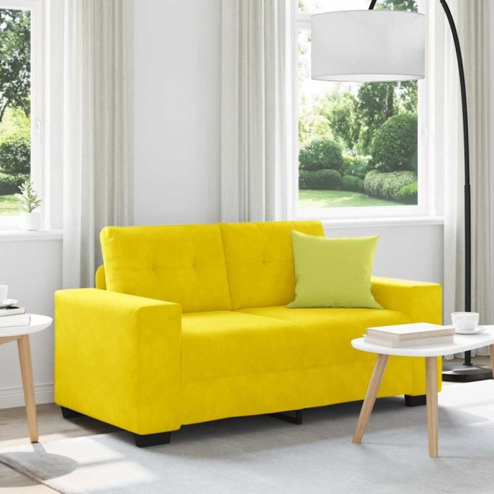 vidaXL Canapea pentru două persoane cu pernă Galben Catifea 4105116