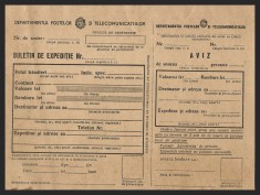 POȘTA R.S.R. BULETIN DE EXPEDIȚIE CU AVIZ POȘTAL - VECHI, ANII &#039;70 - DEPARTAMENTUL POȘTELOR ȘI TELECOMUNICAȚIILOR - POȘTA ROM&Acirc;NĂ - PERIOADA COMUNISTĂ