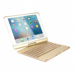 Husa carcasa cu tastatura LED Bluetooth Wireless pentru iPad Air / iPad Air 2 / iPad Pro 9.7 / iPad 9.7 2017 / 2018 din aliaj aluminiu, auriu foto