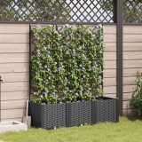 VidaXL Ghiveci Grădină cu Grătar 3 buc Negru 120x40x143 cm