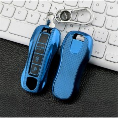 Husa Cheie Porsche Smartkey TPU+PC ALBASTRU CARBON
