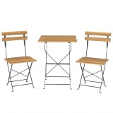 Outsunny Set mobilier de grădină bistro 3 piese, 2 scaune pliabile, masă pătrată din lemn de acacia, 55x55x71cm, natural | Aosom Romania