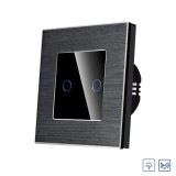 Intrerupator Dublu cu Variator si Touch din Sticla si Rama de Aluminiu LUXION, RF433 SmartElectro IntelligentHouse