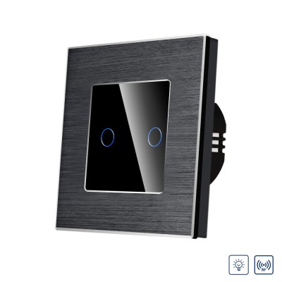 Intrerupator Dublu cu Variator si Touch din Sticla si Rama de Aluminiu LUXION, RF433 SmartElectro IntelligentHouse foto