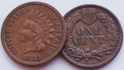 2376 USA SUA Statele Unite 1 cent 1882 Indian Head Cent km 90 foto