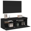Comode TV cu lumini LED, 2 buc., negru, 60x35x40 cm