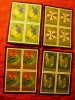 Serie Liechtenstein 1971 - Flora, 4 val. in blocuri de 4, Nestampilat