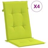 Perne scaun cu spatar inalt, 4 buc., verde, 120x50x3 cm, textil