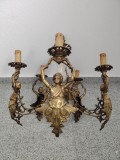 Superb candelabru din bronz masiv in stilul francez Empire cu 5 brațe figurine și elemente din cristal